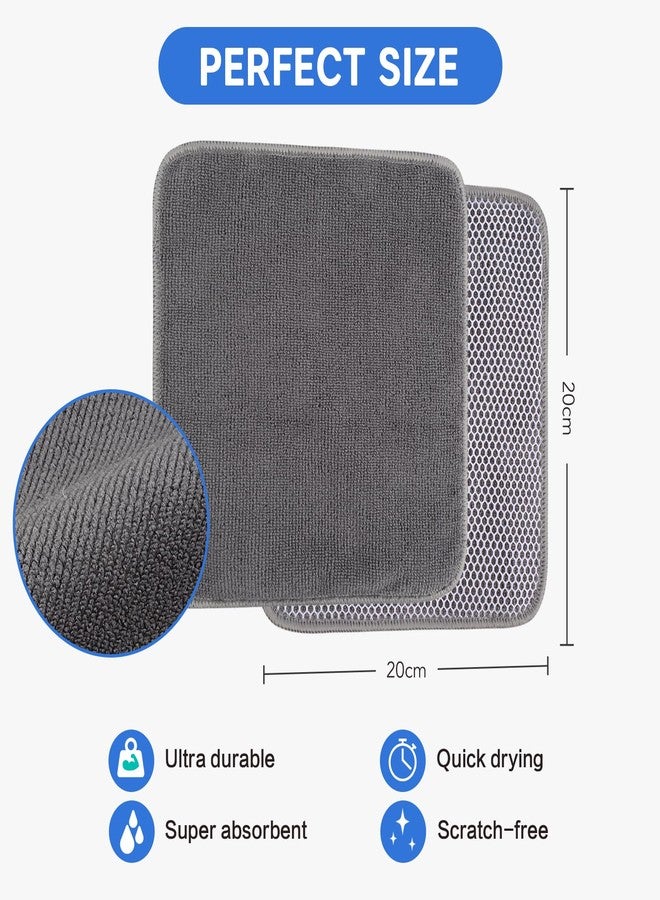 VIVOTE Microfiber Cleaning Cloths Washable Dishcloths with Polyester Mesh Scrubbing Edge Dishcloths, Kitchen Household Wipes Kitchen Dish Cloth,8pcs,7.87“ x 7.87” (Grey) - Image 5